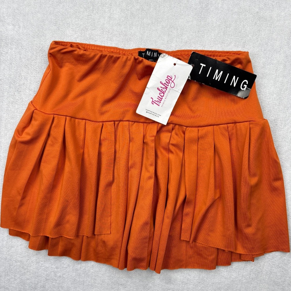 TIMING Skort Womens Small NWT Burnt Orange Pleated Mini Skirt Built In Shorts S